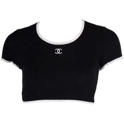 chanel black crop top kylie jenner|Chanel blouses tops.